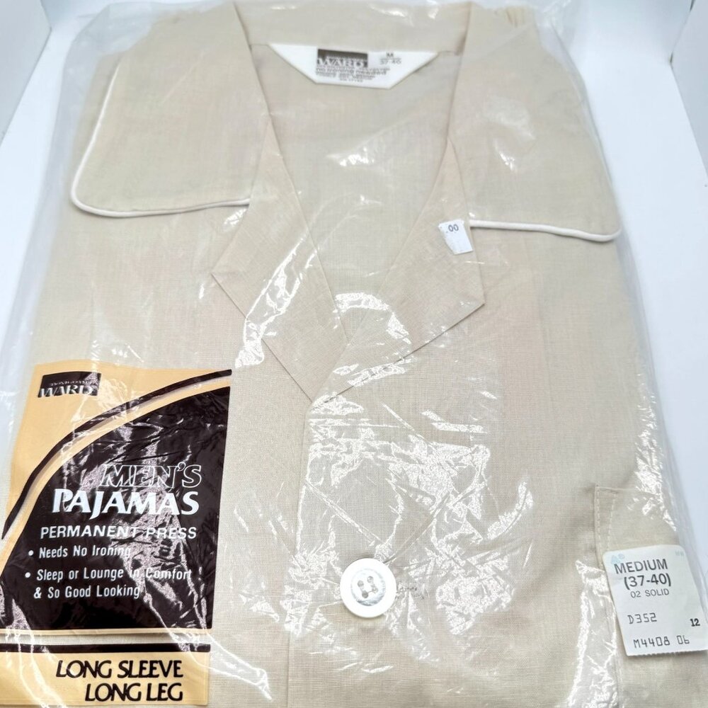 Mens Long Sleeve Pajamas Medium (37-40) Montgomery Ward New Old Stock Vtg